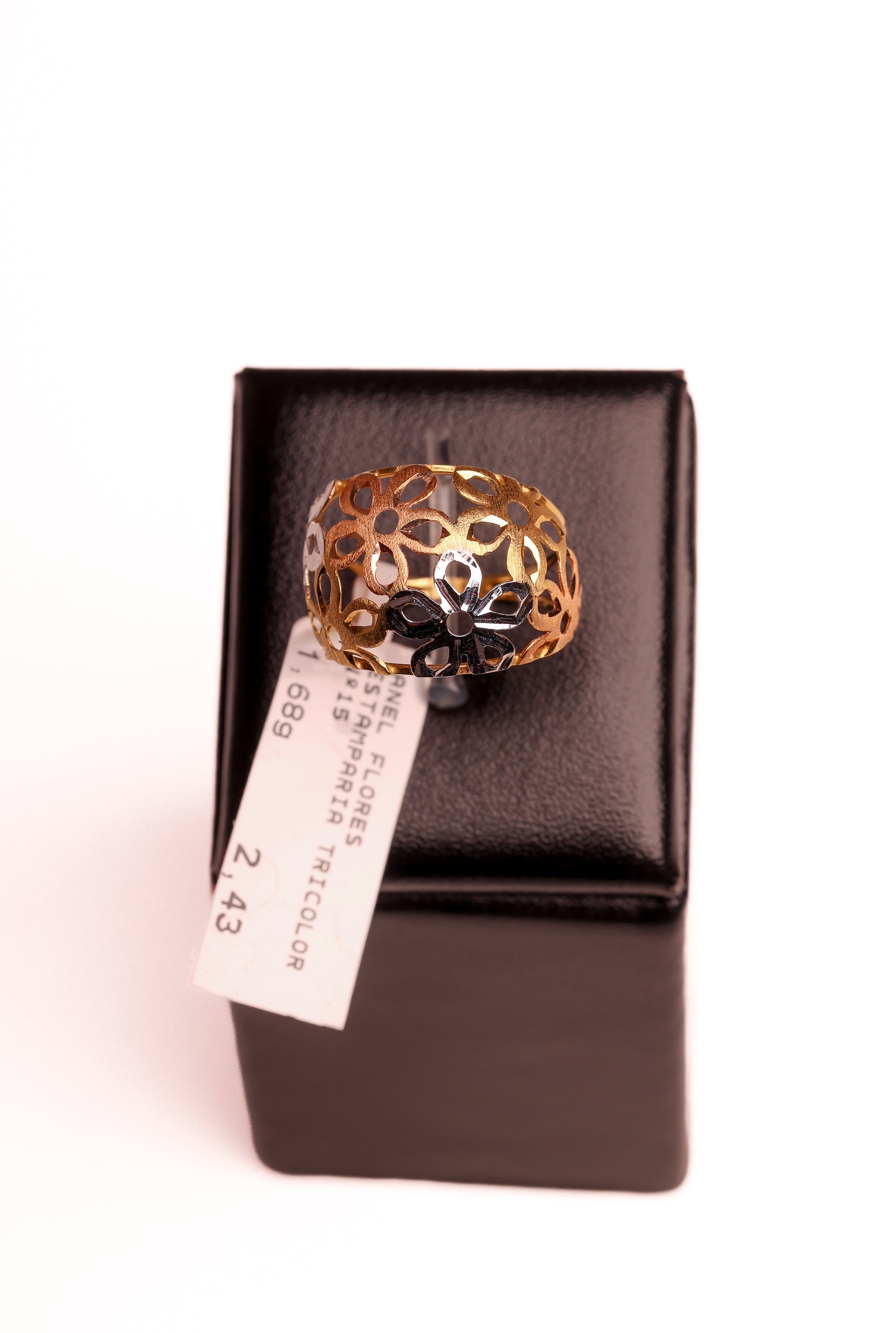 Anel Flores Estamparia Tricolor em Ouro 18K – Joia Premium N° 15 | 1,68 g