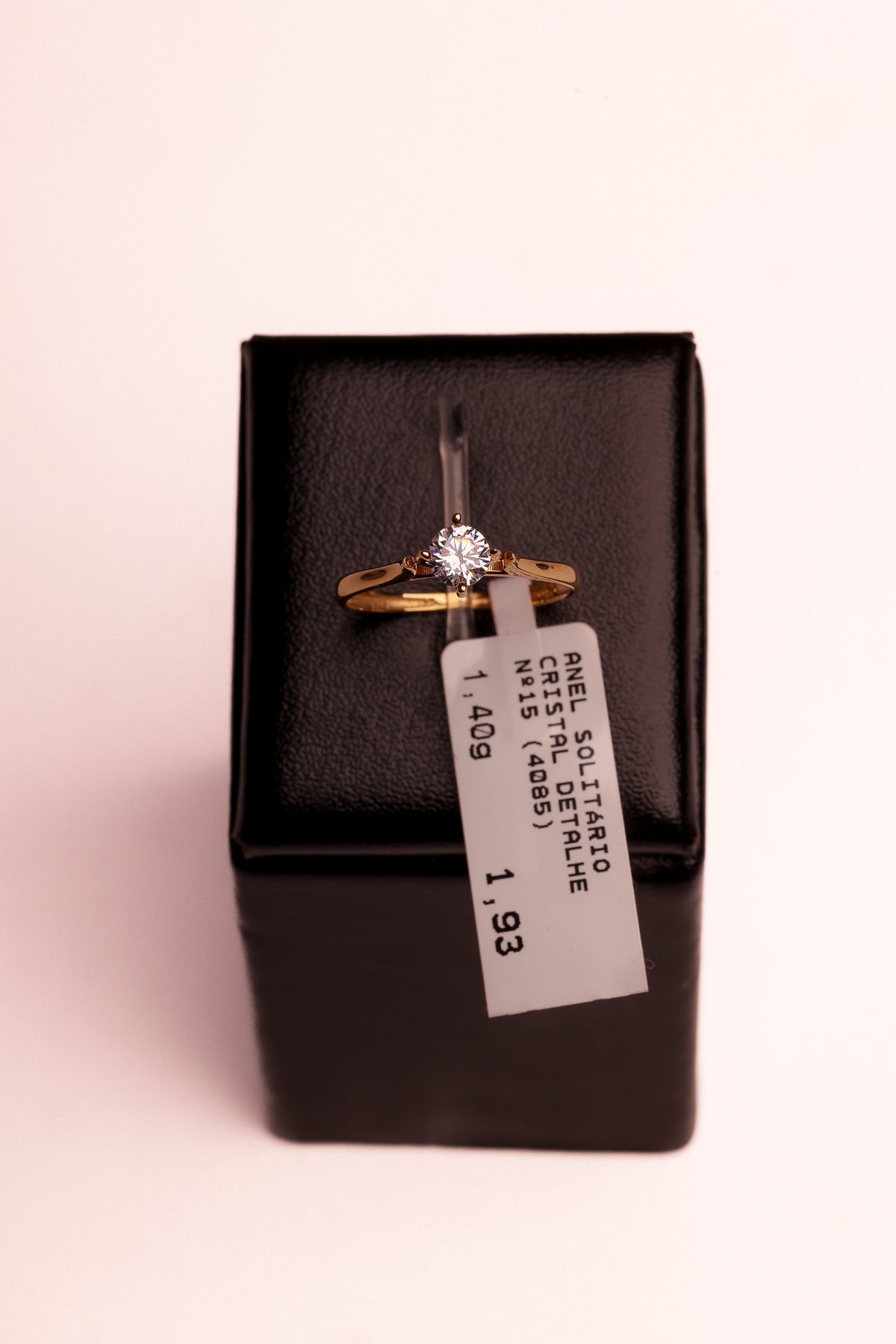 Anel Solitário Cristal Detalhe em Ouro 18K – Joia Premium N° 15 | 1,40 g