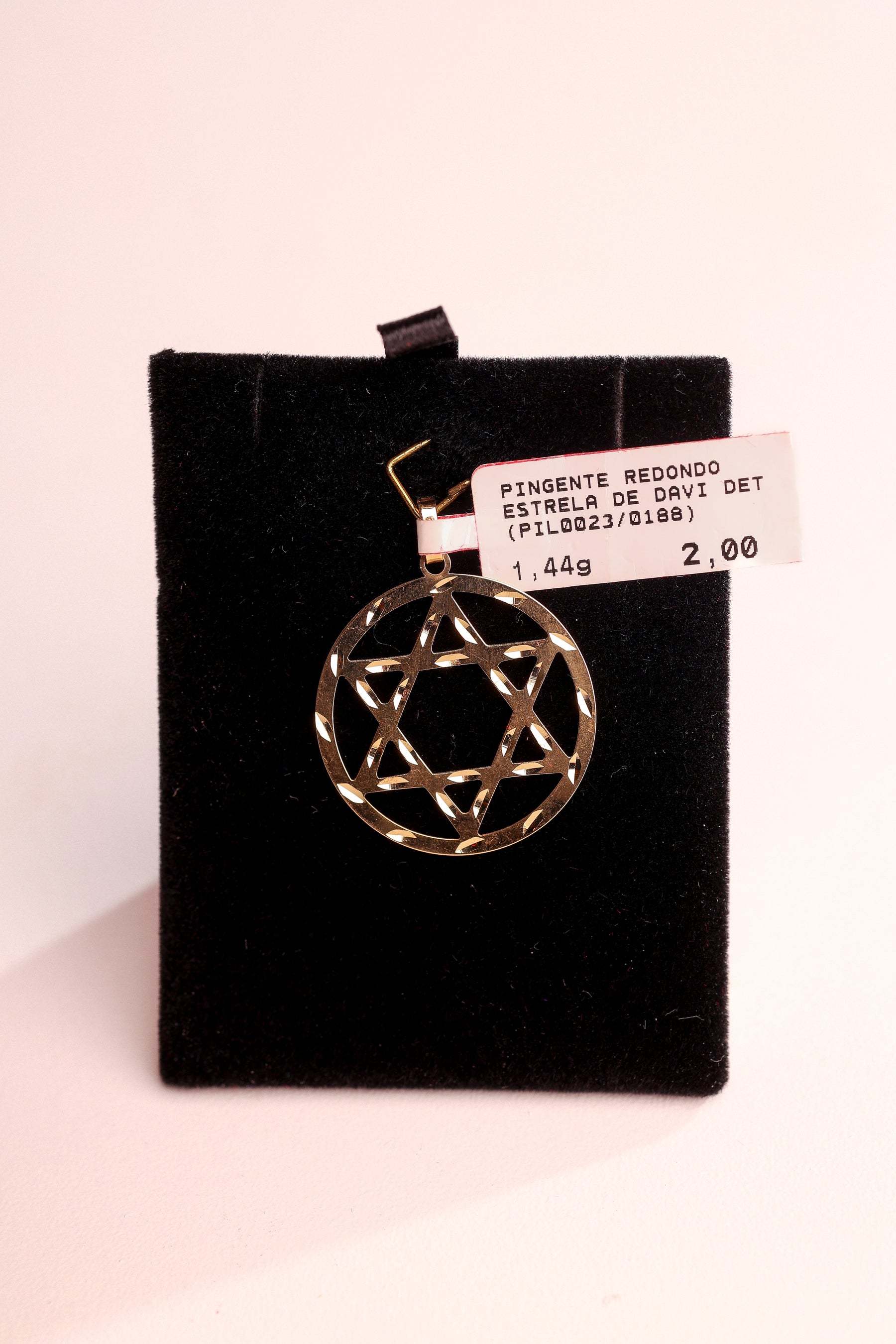 Pingente Redondo Estrela de Davi em Ouro 18K – Joia Premium 1,44 g