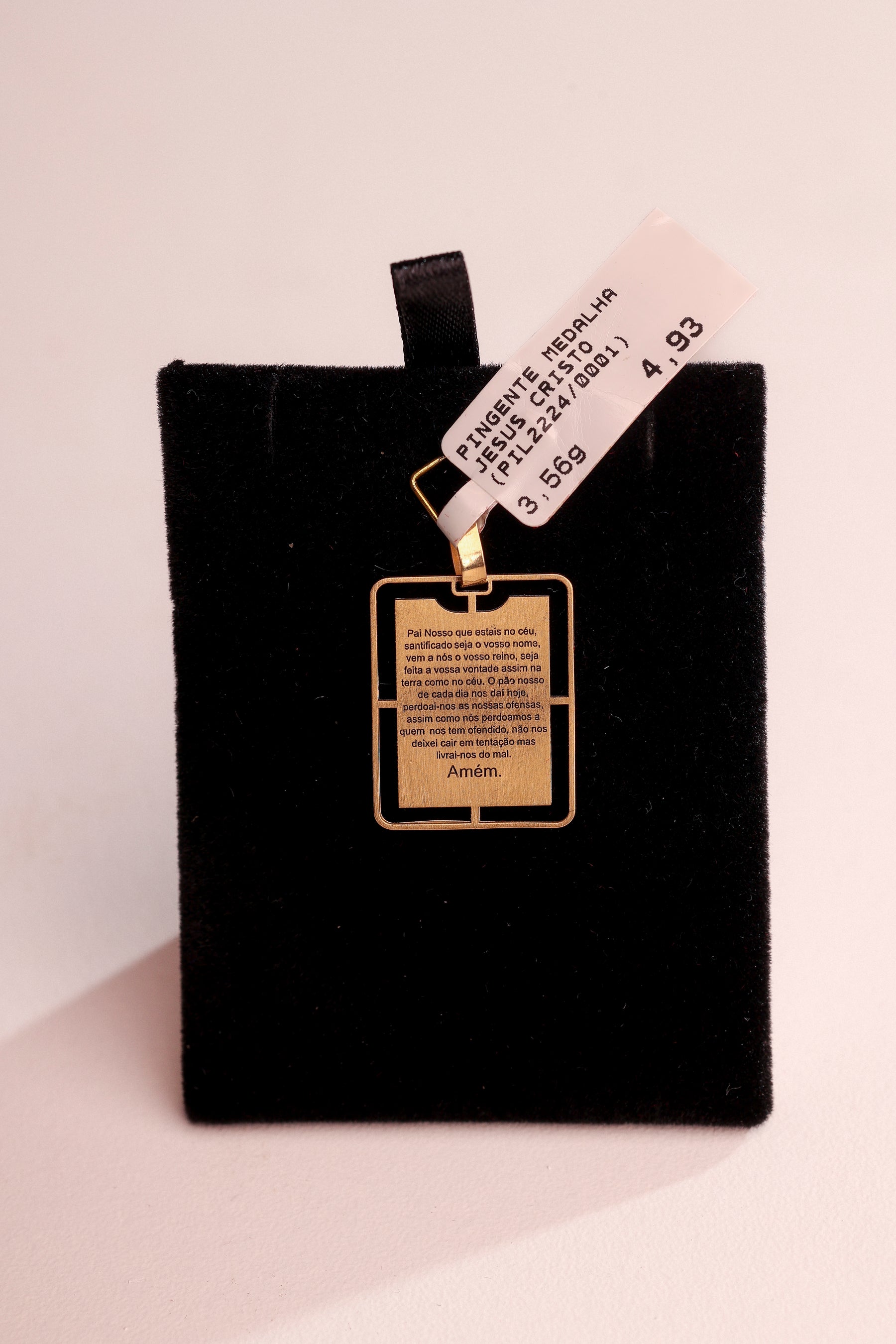 Pingente Medalha Jesus Cristo com Pai Nosso em Ouro 18K – Joia Premium 3,56 g