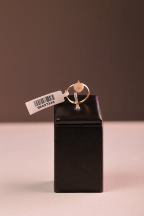 Anel Berloque Coração com Cristais em Ouro 18K