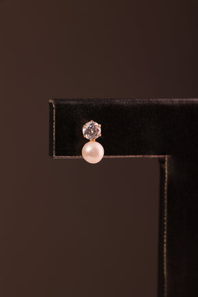 Brinco Cristal e Pérola 5 mm em Ouro 18K