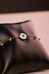 Pulseira Bolinhas com Olho Grego em Ouro 18K
