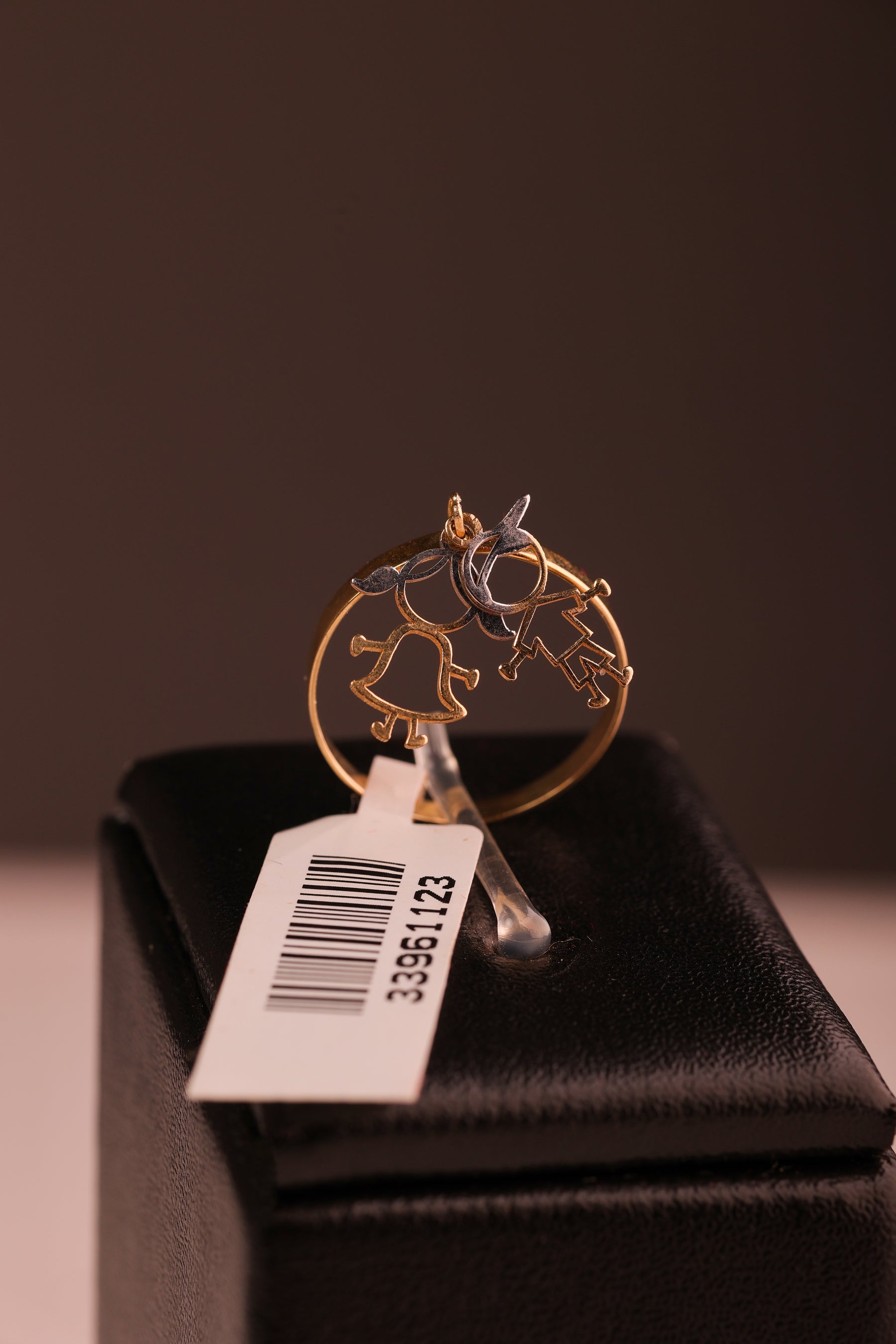 Anel Pingente Filhos Casal em Ouro 18K
