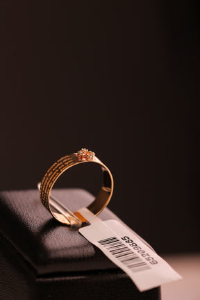 Anel Pai Nosso com Cruz e Cristais N18 em Ouro 18K – Joia Religiosa