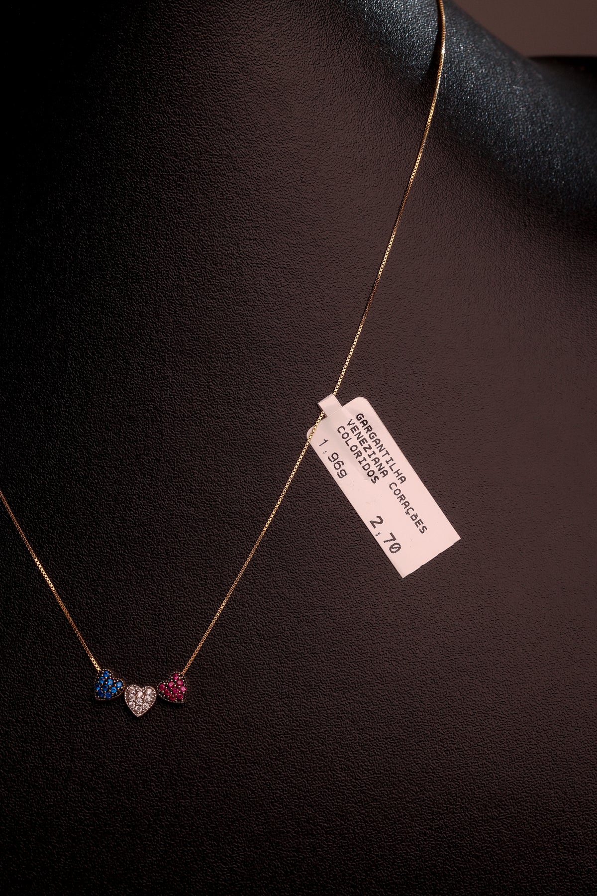 Gargantilha Veneziana Corações Coloridos em Ouro 18K – Joia Premium 1,96 g