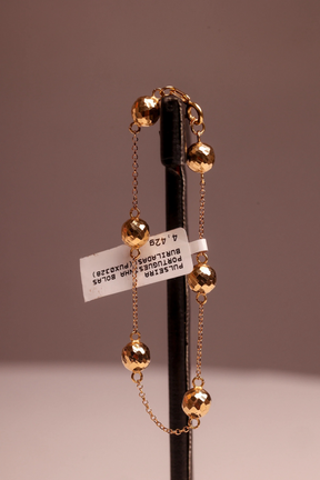 Pulseira Portuguesinha Bolas Buriladas em Ouro 18K – Joia Premium